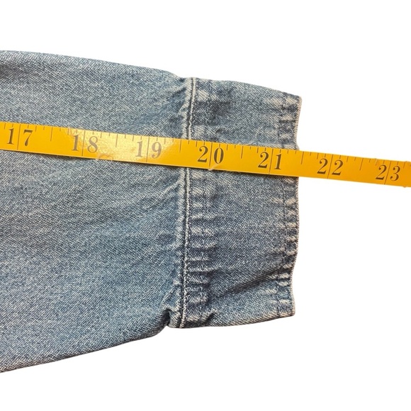 Denim & Co Womens Denim Jean Jacket Blue 100% Cotton USA Flag Embroidery Medium - Picture 9 of 11